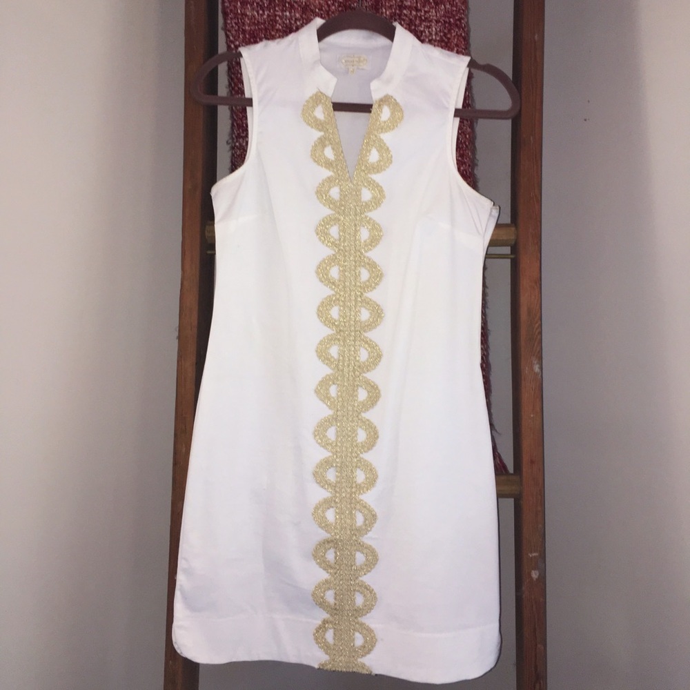 Mudpie Mia Gold Embroidered Dress